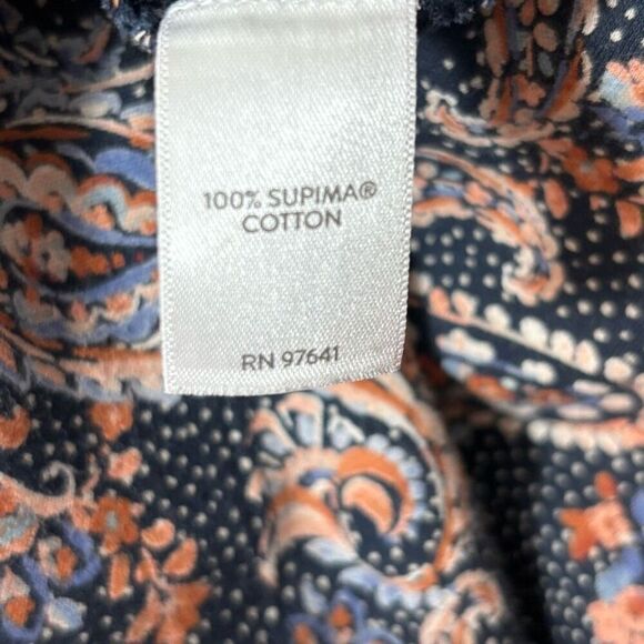 J. Jill Simply Supima scoop-neck cotton tunic multi paisley on black print long - Picture 7 of 9